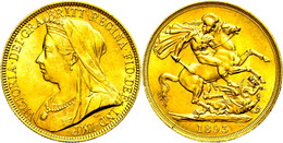 2 Pounds, Gold, 1893, Victoria, Fb. 395, Seaby 3873, Kl. Kratzer, Vz.  Vz - Sonstige & Ohne Zuordnung