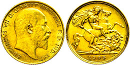 1/2 Sovereign, Gold, 1905, Edward VII., Fb. 401, Kl. Kratzer Auf Dem Revers, Ss-vz.  Ss-vz - Other & Unclassified