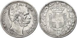 5 Lire, 1879, Rom, Umberto I. 1878-1900, KM 20, Randfehler, Ss.  Ss - Altri & Non Classificati