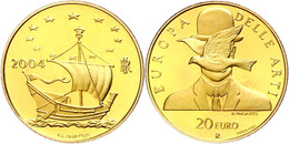 20 Euro, Gold, 2004, Europäische Kunst-2. Ausgabe, 5,8 G Fein, Fb. 1545, In Kapsel, In Ausgabeschatulle Des Ministero De - Altri & Non Classificati