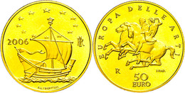 50 Euro, Gold, 2006, Europäische Kunst-4. Ausgabe, 14,51 G Fein, Fb. 1554, In Kapsel, In Ausgabeschatulle Des Ministero  - Altri & Non Classificati