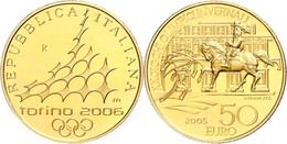 50 Euro, Gold, 2006, XX. Olympische Winterspiele 2006 In Turin-1. Ausgabe-Emanuele Filiberto I. Herzog Von Savoyen Auf D - Other & Unclassified