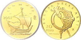 20 Euro, Gold, 2007, Europäische Kunst-5. Ausgabe, 5,8 G Fein, Fb. 1559, In Kapsel, In Ausgabeschatulle Des Ministero De - Altri & Non Classificati