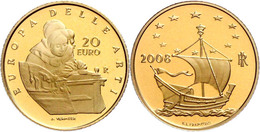 20 Euro, Gold, 2008, Europäische Kunst-6. Ausgabe, 5,8 G Fein, Fb. 1562, In Kapsel, In Ausgabeschatulle Des Ministero De - Other & Unclassified