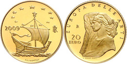 20 Euro, Gold, 2009, Europäische Kunst-7. Ausgabe, 5,8 G Fein, KM 321, In Kapsel, In Ausgabeschatulle Des Ministero Dell - Altri & Non Classificati