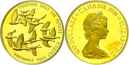 100 Dollars, Gold, 1978, Kanadagänse, Mit Zertifikat In Ausgabeschatulle, KM 122, Fb. 9, Fingerabdrücke, PP.  PP - Canada