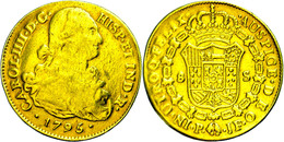 8 Escudos, Gold, 1795, Karl IV., Popayan, KM 62.2, Fassungsspuren, S.  S - Kolumbien