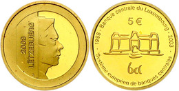 5 Euro, Gold, 2003, 5 Jahre Zentralbank, 999er Gold, 6,22 G, Fb. 13, In Kapsel, In Originalausgabeschatulle Der Banque C - Sonstige & Ohne Zuordnung