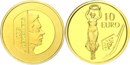 10 Euro, Gold, 2013, Luxemburgische Kulturgeschichte-5. Ausgabe-Kriegerdenkmal "Goldene Frau", 999er Gold, 3,11 G, KM 12 - Other & Unclassified