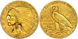 2 1/2 Dollars, Gold, 1910, Indian Head, Fb. 120, Ss-vz.  Ss-vz - Altri & Non Classificati