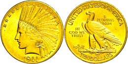 10 Dollars, Gold, 1911, Indian Head, Philadelphia, Fb. 166, Ss-vz.  Ss-vz - Other & Unclassified