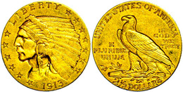 2 1/2 Dollars, Gold, 1913, Indian Head, Fb. 120, Ss.  Ss - Altri & Non Classificati