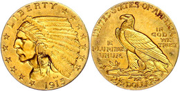 2 1/2 Dollars, Gold, 1915, Indian Head, Fb. 120, Vz.  Vz - Altri & Non Classificati