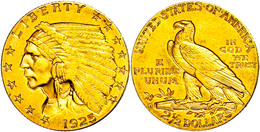 2 1/2 Dollars, Gold, 1925, Indian Head, Denver, Fb. 121, Ss.  Ss - Altri & Non Classificati