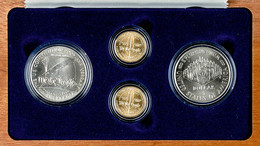 Set Zu 2x 5 Dollars Gold Und 2x 1 Dollar Silber, 1987 W, 200 Jahre Verfassung, 15,05g Feingold, In Schatulle Mit Zertifi - Other & Unclassified