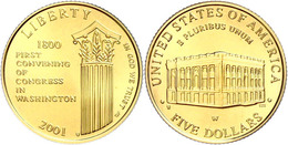 5 Dollars, Gold, 2001, Eröffnung Des Besucherzentrums Im Kapitol Zu Washington (United States Capitol Visitor Center), 9 - Altri & Non Classificati