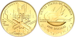 5 Dollars, Gold, 2002, XIX. Olympische Winterspiele 2002 In Salt Lake City, 900er Gold, 8,359 G, Fb. 218, In Kapsel, In  - Other & Unclassified