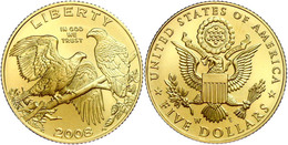 5 Dollars, Gold, 2008, Erholung Des Bestandes Der Weißkopfseeadler In Den Vereinigten Staaten Von Amerika, 900er Gold, 8 - Altri & Non Classificati
