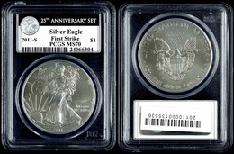 Dollar, 2011, S, Silver Eagle, In Slab Der PCGS Mit Der Bewertung MS70, 25. Jubiläums Set, First Strike, Liberty Label. - Other & Unclassified