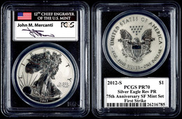 1 Dollar, 2012, S, Silver Eagle, In Slab Der PCGS Mit Der Bewertung PR70, 75. Jahrestag SF Mint Set, Reverse Proof, Firs - Other & Unclassified