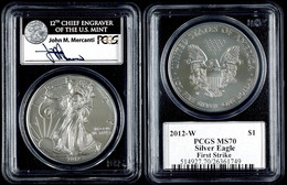 1 Dollar, 2012, W, Silver Eagle, In Slab Der PCGS Mit Der Bewertung MS70, First Strike, John M. Mercanti Label. - Other & Unclassified