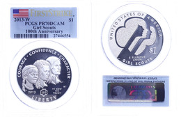 Dollar, 2013, W, Girl Scouts, In Slab Der PCGS Mit Der Bewertung PR70DCAM, First Strike, Flag Label. - Altri & Non Classificati