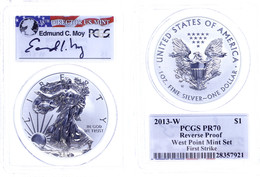 Dollar, 2013, W, Silver Eagle, In Slab Der PCGS Mit Der Bewertung PR70, Reverse Proof, First Strike, West Point Mint Set - Other & Unclassified