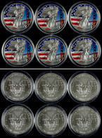 Set Zu 6x 1 Dollar, 2014, Silver Eagle - Golden Gate Bridge, Je 1 Unze Silber, Coloriert, Nur In Kapsel, St  St - Other & Unclassified