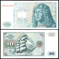 10 Deutsche Mark, Fehldruck, Bundesbanknote, 1.6.1977, Serie BBk IA (Gemäldeserie), KN CH7976372D, Vorderseite Nur Mit B - Altri & Non Classificati