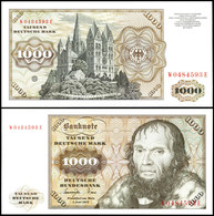 1000 Deutsche Mark, Bundesbanknote, 1.6.1977, W 0484593 E, Ro. 280 A, Minimaler Farbabdruck Rechte Obere Ecke, Sonst Kas - Other & Unclassified