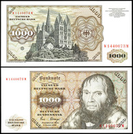 1000 Deutsche Mark, 2.1.1980, Bundesbanknote, Serie W 1440673M, Ro. 291 A, Erhaltung I-II., Katalog: Ro.291a I-II - Other & Unclassified