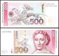 500 Deutsche Mark, Bundesbanknote, 1.8.1991, AA 3131580A4, Ro. 301 A, Kassenfrisch, Erhaltung I., Katalog: Ro.301a I - Other & Unclassified