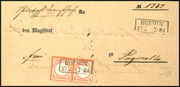 1/2 Groschen Ziegelrot, Waager. Paar, Mit Preußen - Ra2 "KOZMIN 27.2." (1872) Auf Portopflichtiger Dienstsache Nach Pogo - Other & Unclassified