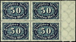 50 Mark Queroffset, Schwarzblau, Viererblock Vom Rechten Bogenrand, Tadellos Postfrisch, Jede Marke Gepr. Oechsner BPP,  - Altri & Non Classificati