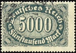 5000 M. Dunkelgrün, Plattenfehler II, Gest., Gepr. Weinbuch BPP, Mi. 170.-, Katalog: 256II O - Altri & Non Classificati