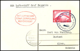 1931, Fahrt Öhringen - Frankfurt, Karte Mit Postsonderstempel ÖHRINGEN ZEPPELINTAG Und 1 RM Zeppelin Und Vorderseitigem  - Other & Unclassified