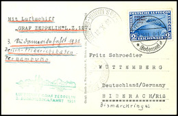 1931, 3. Südamerikafahrt, Auflieferung Friedrichshafen Bis Pernambuco, Fotokarte Mit 2 M. Polarfahrt Und Allen Stempeln, - Other & Unclassified