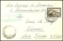 1931, 3. Südamerikafahrt, Auflieferung Friedrichshafen Bis Rio De Janeiro, Brief Mit 4 M. Zeppelin Und Vorderseitigem An - Altri & Non Classificati