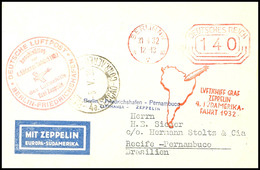 1932, 4. Südamerikafahrt Mit Anschlussflug Berlin Bis Recife, R-Karte Mit 140 Pfg. Postfreistempel BERLIN NW 7 30.4. Und - Other & Unclassified