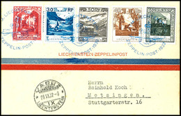 1932, Schweizfahrt - 250. Fahrt, Liechtensteinische Post, Vordruckbrief Mit Fünf Verschiedenen Werten Nach Metzingen, Pr - Altri & Non Classificati