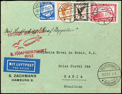 1932, 8. Südamerikafahrt Mit Auflieferung Friedrichshafen, Vordruckbrief Aus HAMBURG 8.10. Mit U.a. 1 RM Zeppelin Nach B - Altri & Non Classificati