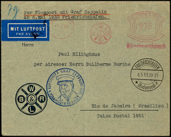 1933, 1. Südamerikafahrt, Auflieferung Friedrichshafen, Firmenvordruckbrief Mit 275 Pfg. Absenderfreistempel Der Fa. Bra - Altri & Non Classificati