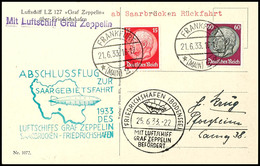 1933, Saargebietsfahrt, Auflieferung Frankfurt Mit Best.-Stempel Der Rückfahrt, Fotokarte Mit 60 Pfg. Und 15 Pfg. Hinden - Altri & Non Classificati