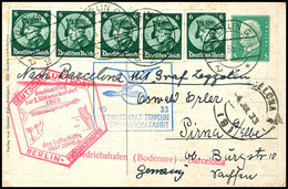 1933, 3. Südamerikafahrt, Anschlussflug Berlin Mit Abwurf Barcelona, 5 Pfg. Privat-Ganzsachenkarte "Bodensee Und Umgebun - Other & Unclassified