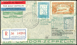 1933, 3. Südamerikafahrt, Paraguayische Post, R-Brief Mit Zeppelinmarke 22 P. Nach Lorch Mit Allen Stempeln, Pracht, Kat - Other & Unclassified
