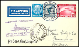 1933, 8. Südamerikafahrt, Bordpost Der Hinfahrt, Karte Mit 1 RM. Zeppelin Und Zusatzfrankatur Mit "LUFTSCHIFF GRAF ZEPPE - Other & Unclassified