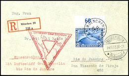 1933, Chicagofahrt, Auflieferung Friedrichshafen Bis Rio De Janeiro, R-Brief Aus MUENCHEN 23 12.OKT. Mit Oberrandstück 2 - Other & Unclassified