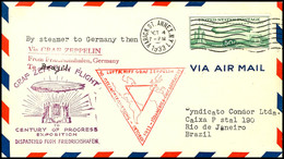 1933, Chicagofahrt, Amerikanische Post, New York - Friedrichshafen - Rio De Janeiro, Brief Aus VARICK ST. OCT.4. Mit 50  - Other & Unclassified