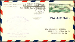 1933, Chicagofahrt, Amerikanische Post, Miami - Akron, Brief Aus MIAMI OCT.23. Mit 50 C. Sondermarke Und Allen Stempeln, - Other & Unclassified