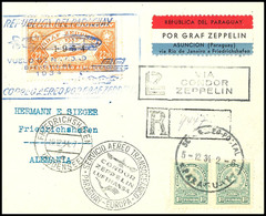 1934, 12. Südamerikafahrt, Paraguayische Post, Brief Mit U.a. 22,50 P. Zeppelinmarke 1934 Sowie Allen Stempeln Nach Deut - Altri & Non Classificati
